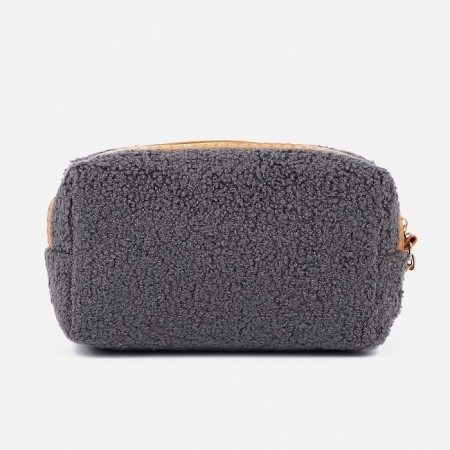 Cosmetic bag with a zipper, with a lining, the color is gray-1