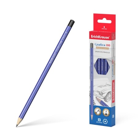 Chernographic pencil, Erichkrause "Grafica 100", V, Grifel D = 2.4 mm, wood, hexagonal, in the box