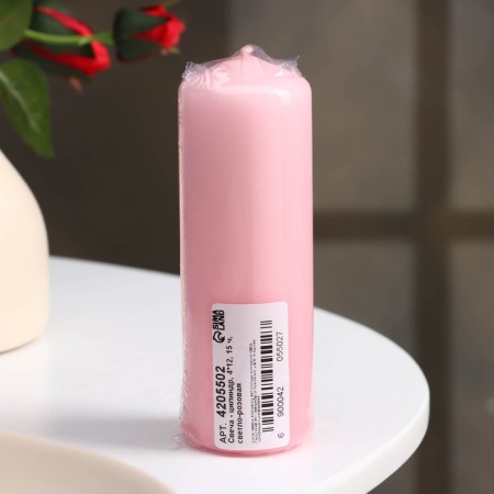 Candle - cylinder, 4 × 12 cm, 15 hours, light pink-2