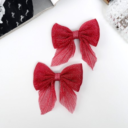 Hair clip "Marta" (set 2 pcs) shine, 7.5 cm, red-2