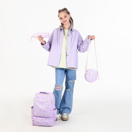 A backpack with a zipper, bag, cosmetic bag, lilac color-12