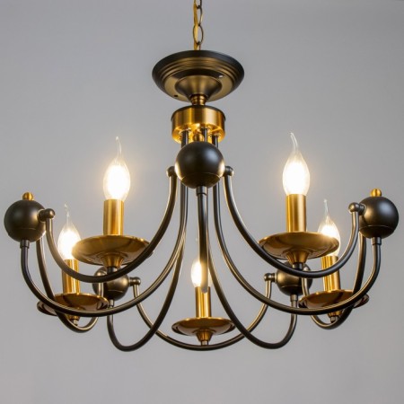 Chandelier "Floa" 5he14 40W black and gold 60x73x60 cm Bayerlux-2