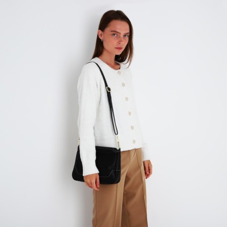 Bag Cross-Bodi with a zipper, black color-7