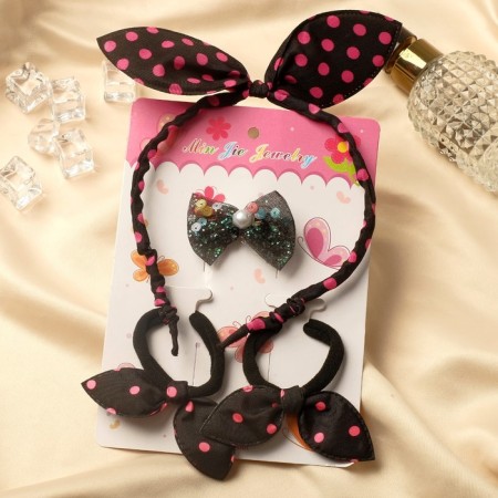 Solokha hair set (rim, 2 elastic bands, clamp) Glows glitter-2