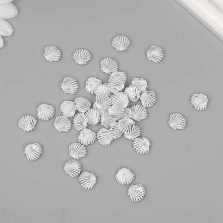 Beads for creativity plastic "shell" white-silver set 20 g 1x1x0.4 cm-2