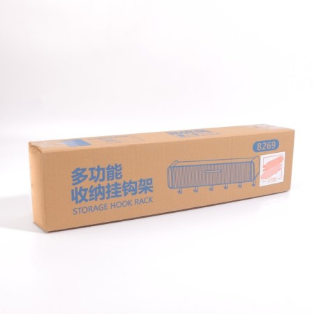 Organizer for storage, hinged, 1 section, with an adhesive base and hooks, 38.7 × 8.5 × 6.5 cm, translucent/white color-12