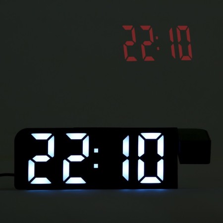 Clock - Electronic desk an alarm clock with a projection on the ceiling, thermometer, calendar, USB-4