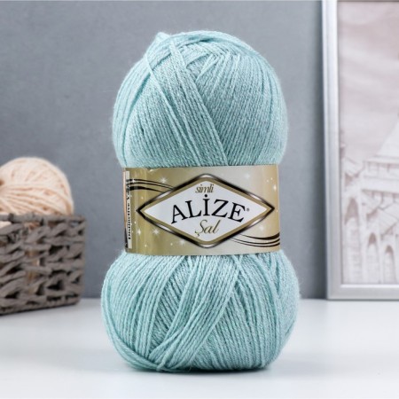 Yarn "SAL SIM" 95% acrylic, 5% metallic 460m/100g (114 mint)