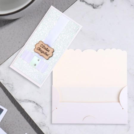 Money envelope "Happy wedding!" pattern, white bow, 19x9 cm-1
