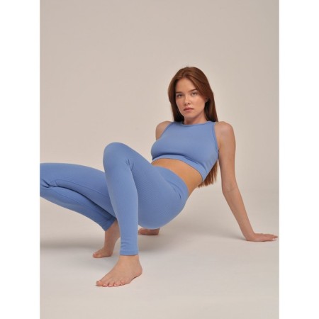 Female top in a rubber with a halter neckline Mirey Top Senza Maniche, Size 46-48, Blue Color-3