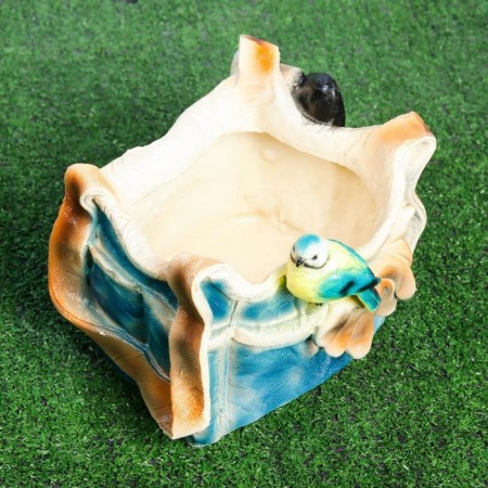 Фигурное кашпо "Синичка на сумке"-6