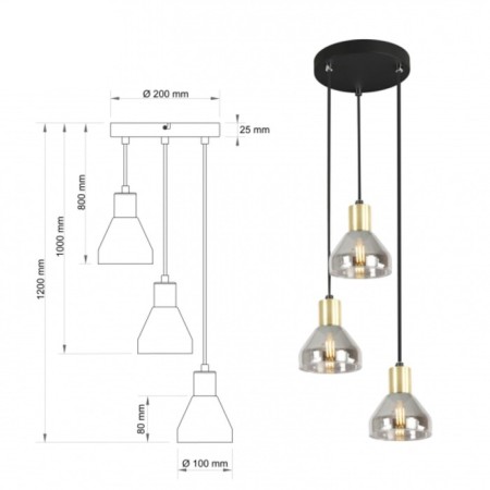 Suspended lamp RIVOLI KASSANDRA 3HHA14, 40 W-2