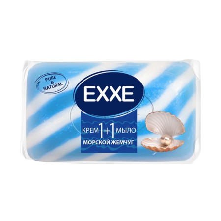 Cream+soap Exxe, 1+1 "Sea Pearls", blue striped, 80 g