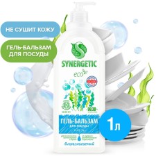 Gel-balm for washing dishes and children's toys Synergetic pure 0%, biodegradable, 1l