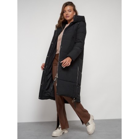 Coat insulated winter female, size 44, black color-15
