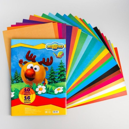 Set "Smeshariki" A4: 10 liters of color unilateral cardboard + 16l color bilateral paper-2