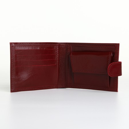Men's purse on the button, Textura, a map for cards, coins, burgundy color-5