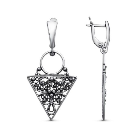 Earrings "Flowers in the Triangle", echoing with oxidation