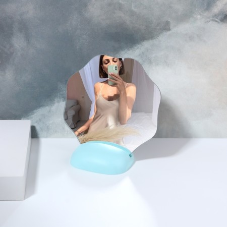 Mirror desktop oval (1) b/took 17*18*9.5cm plastic mix K/box QF-2