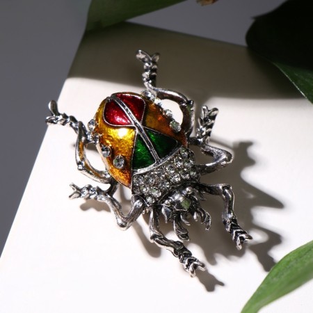 Brooch "Beetle", colored in black silver-2