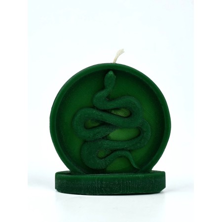 Interior candle in the box "Snake in a circle", green, 66 x 69 x 27-3
