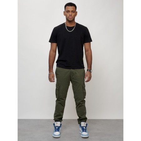 Cargo jeans men, size 48, khaki color-2