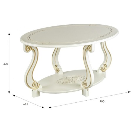 Gouring table on wheels Ovation (m), 900x615x490, ivory/gold-1