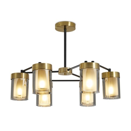 Suspended lamp Freya Fr5432PL-06BBS Lora, 440x440 mm, E14, 6x40W, black color and brass