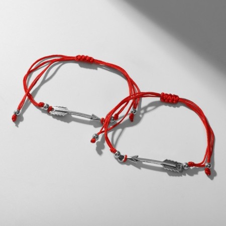 Bracelet-reinforcing "Red thread" in love best friends, set 2 pcs., Color silver, d = 5.5 cm-2