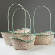 Camping of baskets, 26x19x9x10.5/34 cm, 33x24x11x13/42 cm, 30x21x10x11/38 cm, green, bamboo