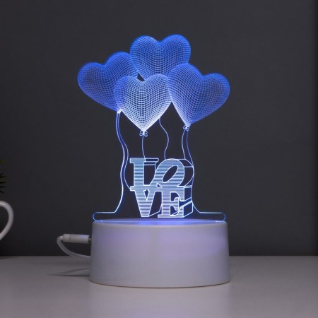 Sensor lamp "Four hearts" LED 7 USB colors/from BAT. White Risalux-2