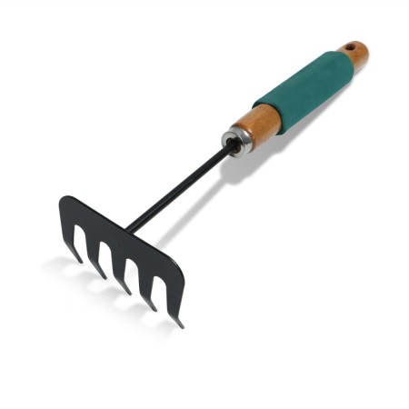 Grave are small, straight, 5 teeth, length 29 cm, metal, wooden handle with foam rubber, Greengo-5