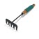 Grave are small, straight, 5 teeth, length 29 cm, metal, wooden handle with foam rubber, Greengo