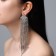 Hanging earrings with rhinestones "waterfall" rhombus, white color in silver, 17 cm