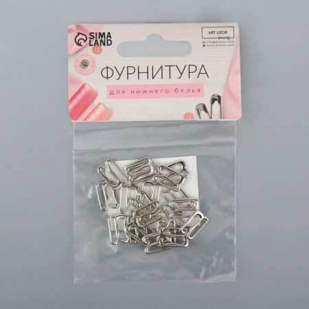 Hand hook, metal, 10 mm, 20 pcs, silver color-3
