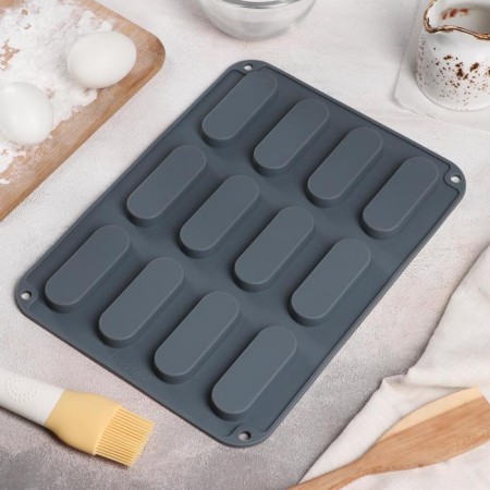 Baking uniform of the share “Sweets. Explosion”, silicone, 28 × 21 × 1 cm, 12 cells (7.6 × 2.7 × 1 cm), Mix color-6