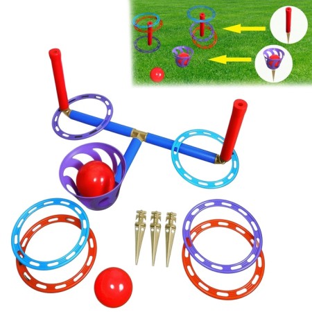 The game "Ringbrush - Sharobros": 2 racks, 6 rings, basket, 2 goals, wedge - 3 pcs