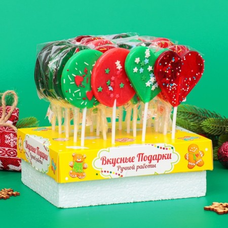 Caramel Lollice on Sahara, with a decor "confetti", assorted, 40 g
