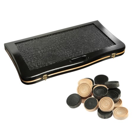 Backgammon wooden skin with a handle large 65 x 65 cm, black, board game-2