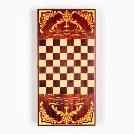 Wooden backgammon with checkers "wolf-21", board game, 40 x 40 cm-1