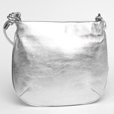 Bag Cross-Body Women's, genuine leather, Ludor silver, 23x6x22 cm-1