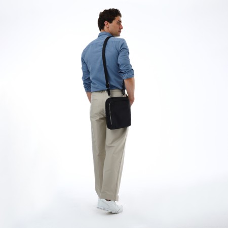 Male bag over the shoulder, Textura, artificial leather, black color-8