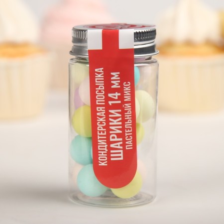 Confectionery sprinkling, balls, 14 mm, pastel mix, 50 g-1