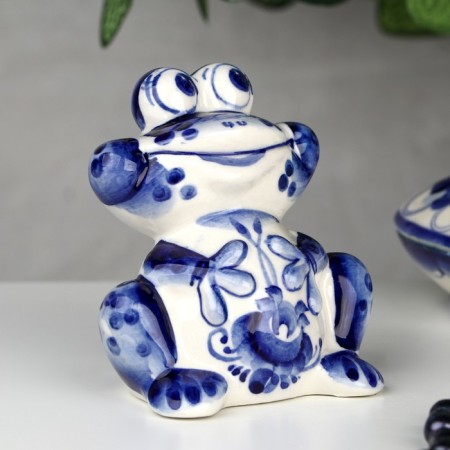 Souvenir "Frog", large, 9 cm, gzhel-3