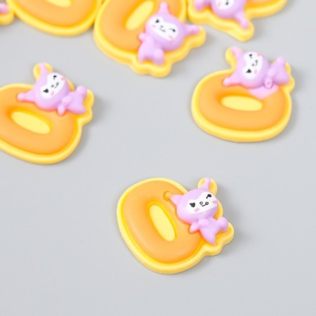Decor for creativity "number 0 with an animal" set 10 pcs 2x2 cm