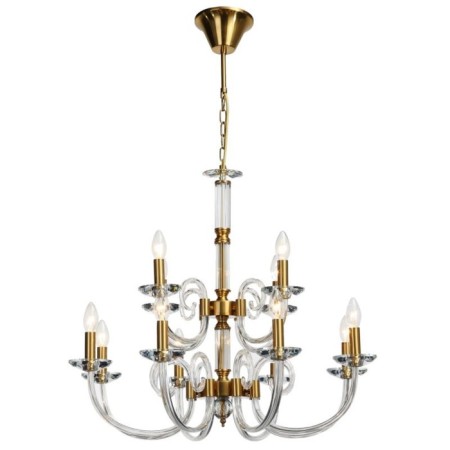 Crystal Crystal Chandelier Glass 12XE14 40W, size 75x75x79-115 cm, bronze color
