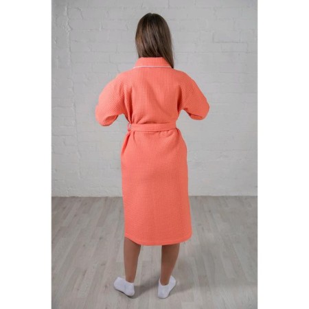 Women's bathrobe, shalka+kant, size 46, coral color, waffle-2