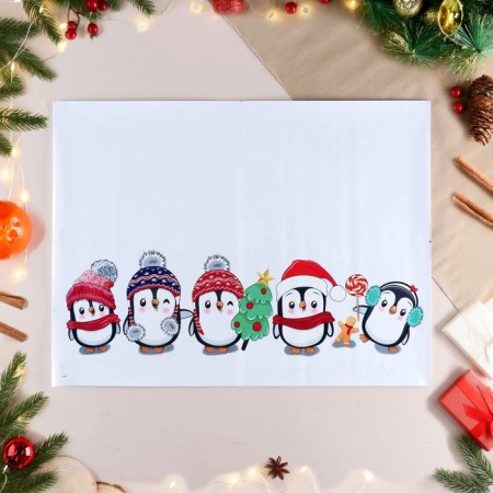 Stickers on the windows "New Year" Penguins, 65x45 cm