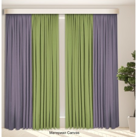 Set of curtains "Canvas", size 200x260 cm, 2 pcs, olive, purple color-1