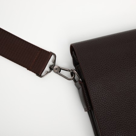 Male bag on the Textura valve, outer pocket, brown color-5